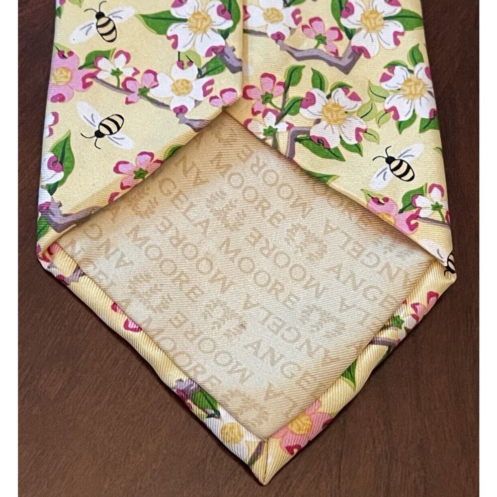 Angela Moore Hand Made Gold Pink 100% Imported Silk From Italy Made In Usa - Picture 2 of 9